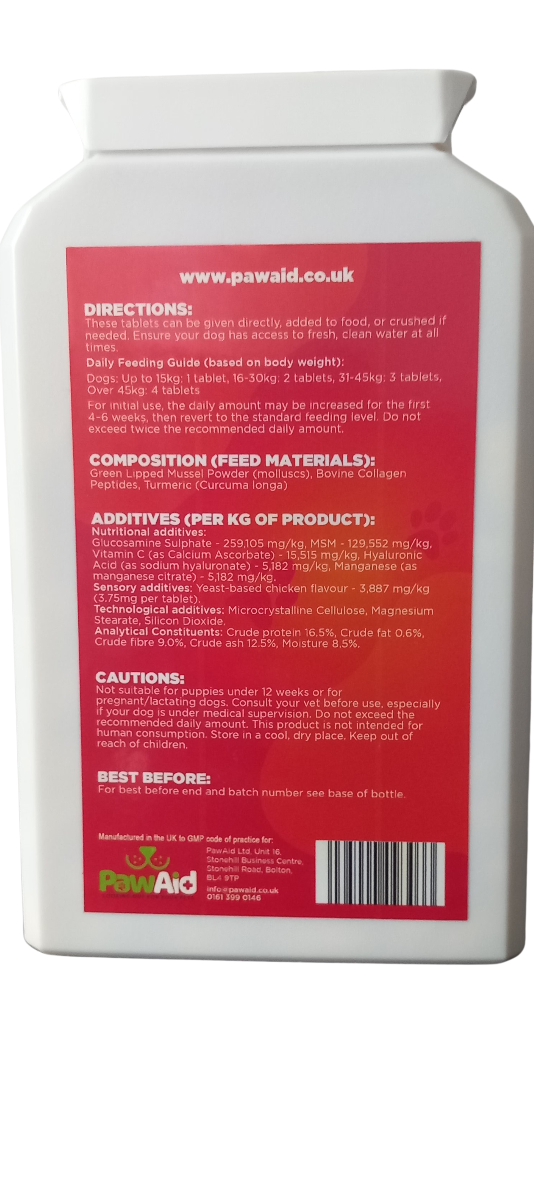 PawAid Pet Joint Support for Dogs- Chicken Flavour 120 Tablets
