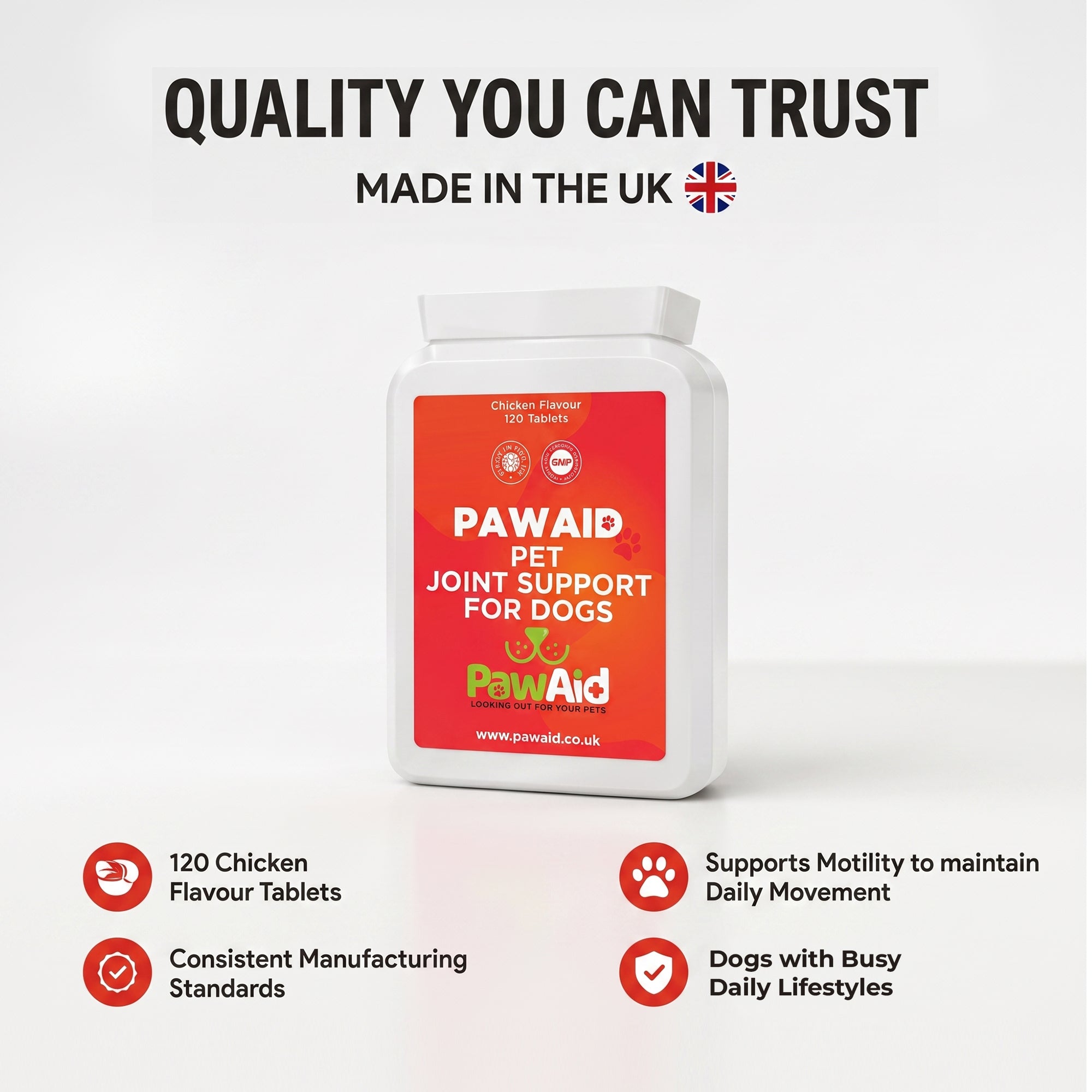 PawAid Pet Joint Support for Dogs- Chicken Flavour 120 Tablets