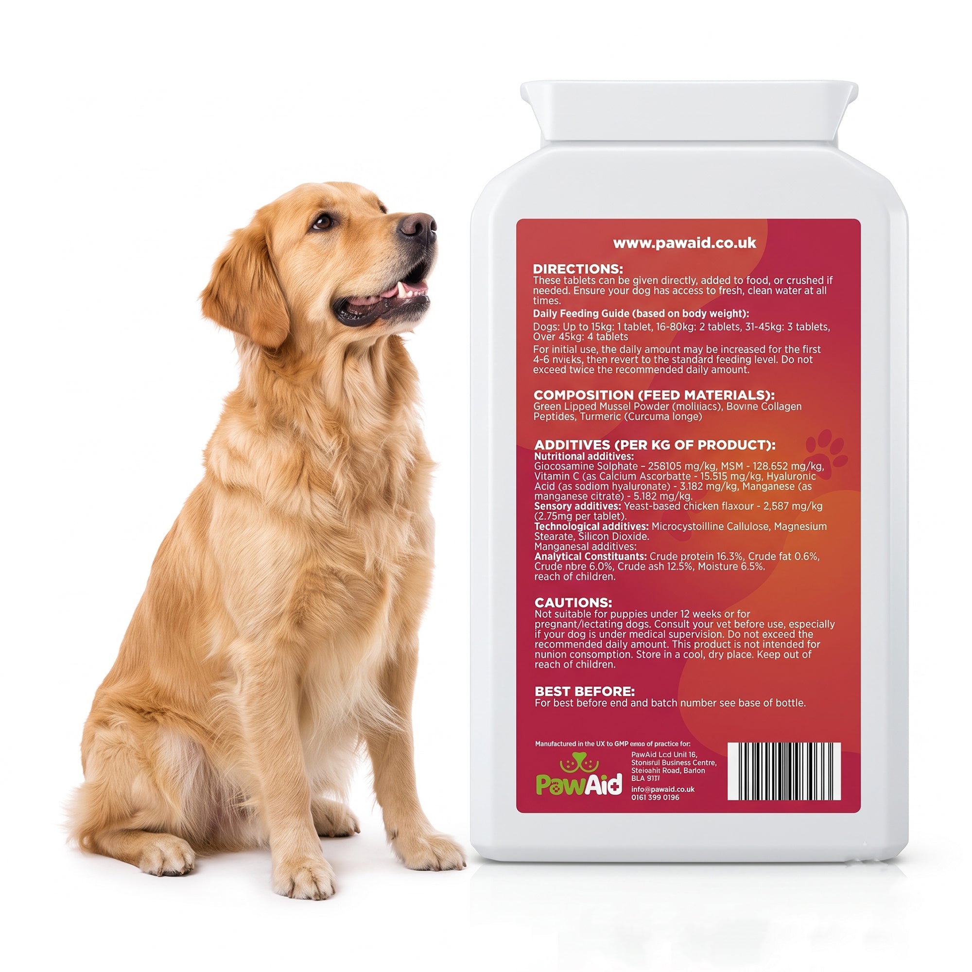 PawAid Pet Joint Support for Dogs- Chicken Flavour 120 Tablets
