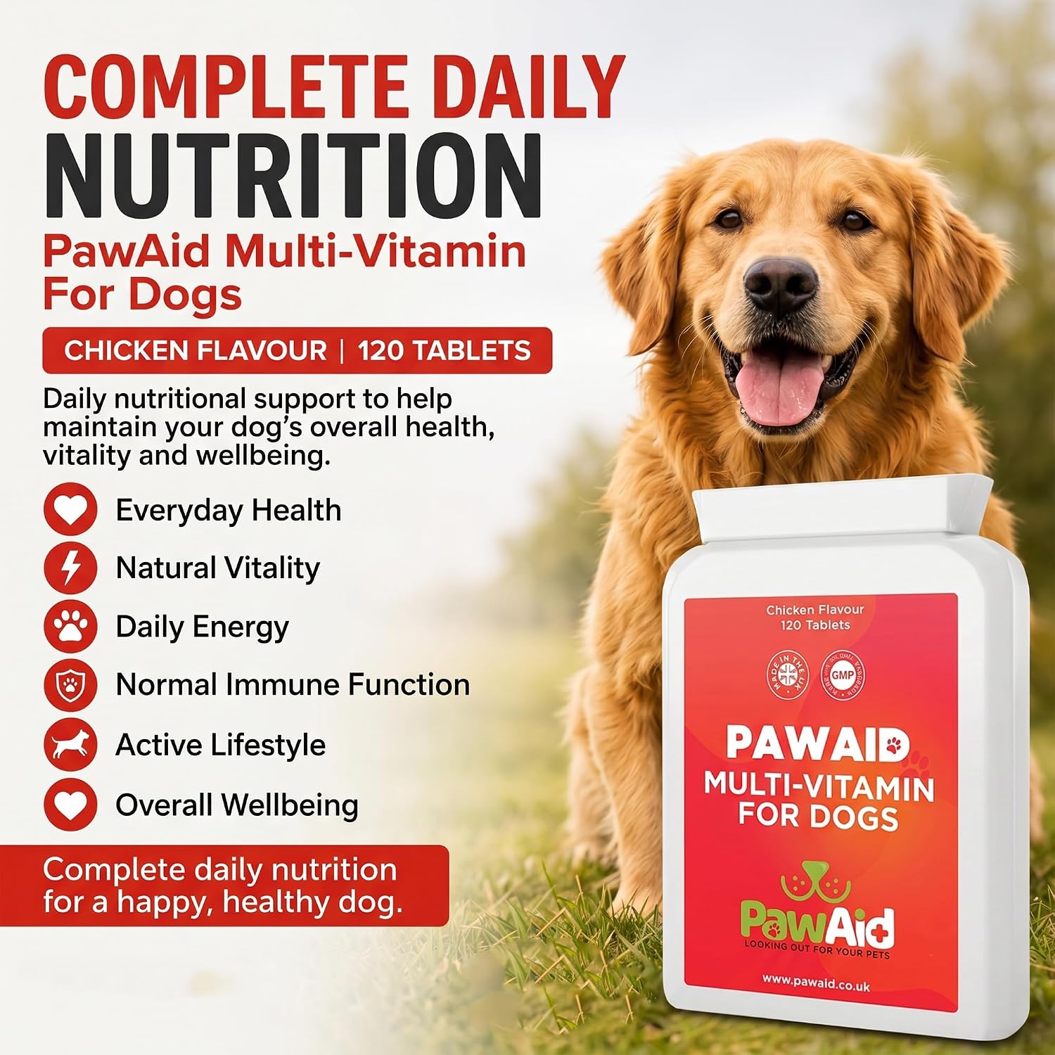 PawAid Multi-Vitamin For Dogs -  Chicken Flavour 120 Tablets