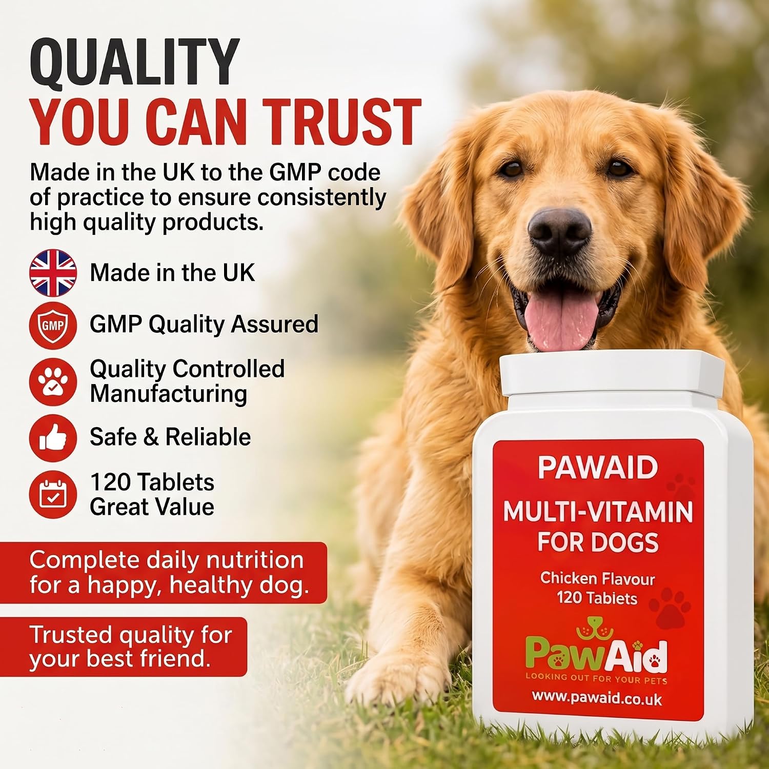 PawAid Multi-Vitamin For Dogs -  Chicken Flavour 120 Tablets